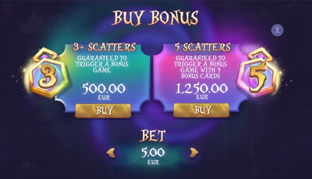Opciones Bonus Buy de Alice WonderLuck