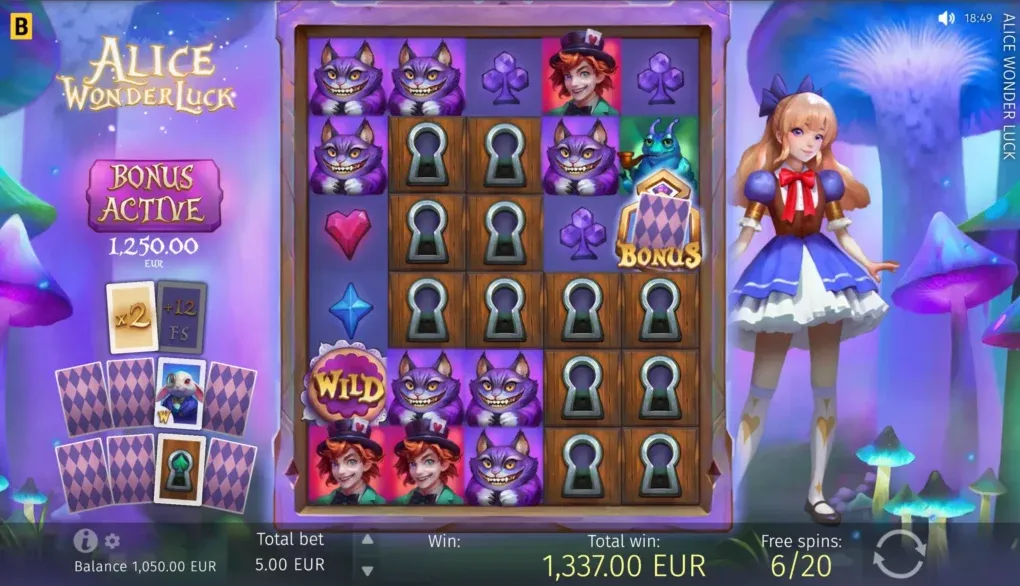 Símbolos Mystery en los carretes de Alice WonderLuck